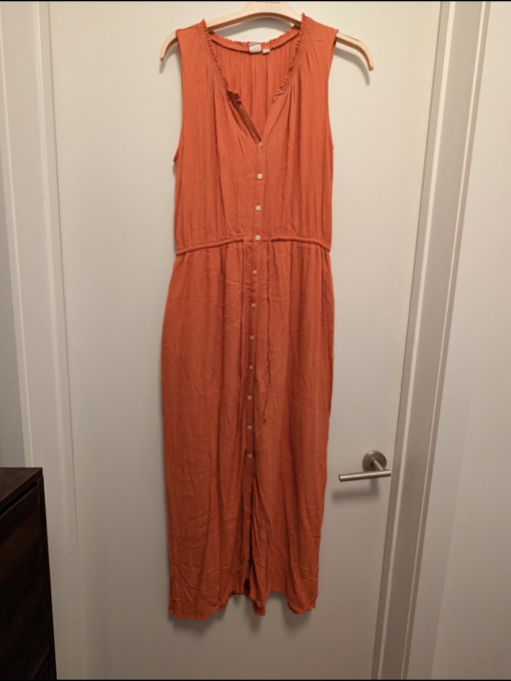 Gap Sleeveless Button-Front Maxi Dress in Terracotta